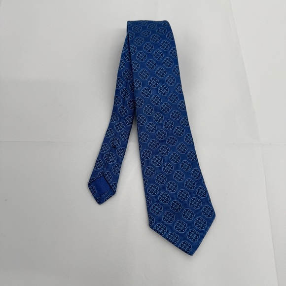 Turnbull & Asser Exclusive Classic Tie Blue Silk Geometric Handmade England